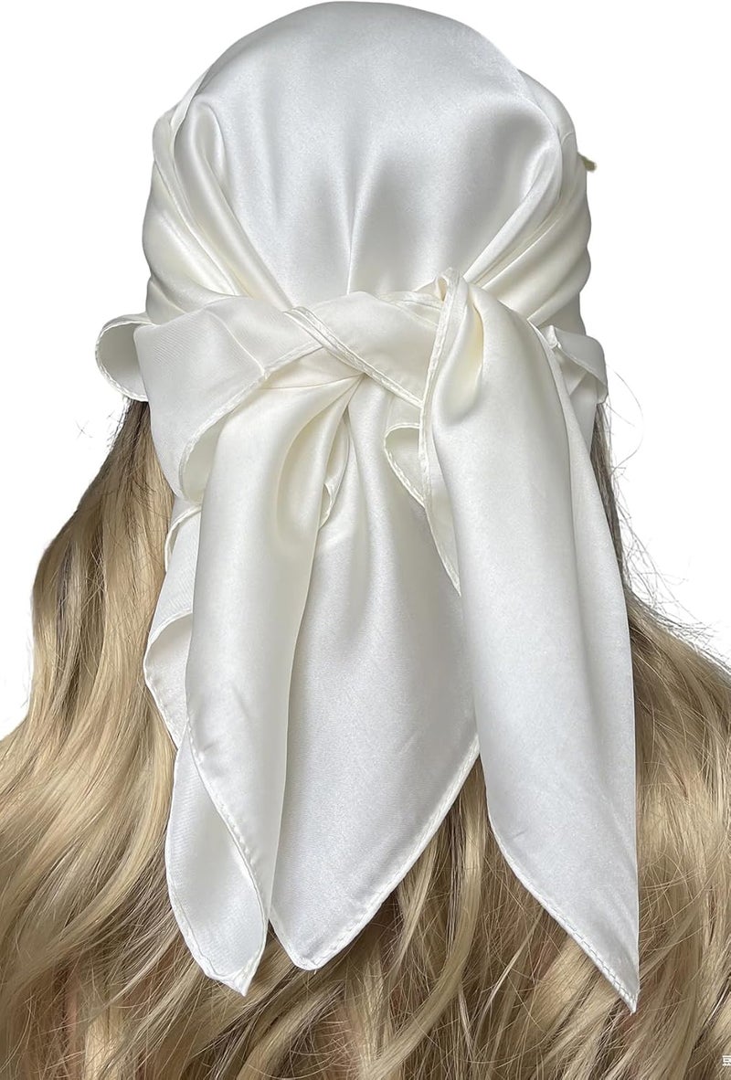 Chung Women's Square Satin Scarf 27.5" Bandanas Solid 50s Retro Neck Scarves Emulation Silk Handbag Hair Ribbons Necktie - Image 3